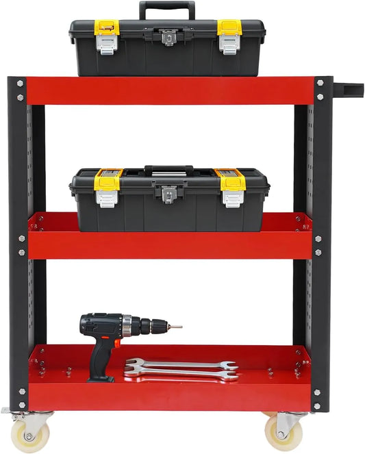 Gereedschapswagen 3 verdiepingen met 86,95 x 39 x 98,75 cm, 88,5 x 45 x 28cm, 120kg, 30kg, 76 inch, 16 inch, 41 inch en 45 inch