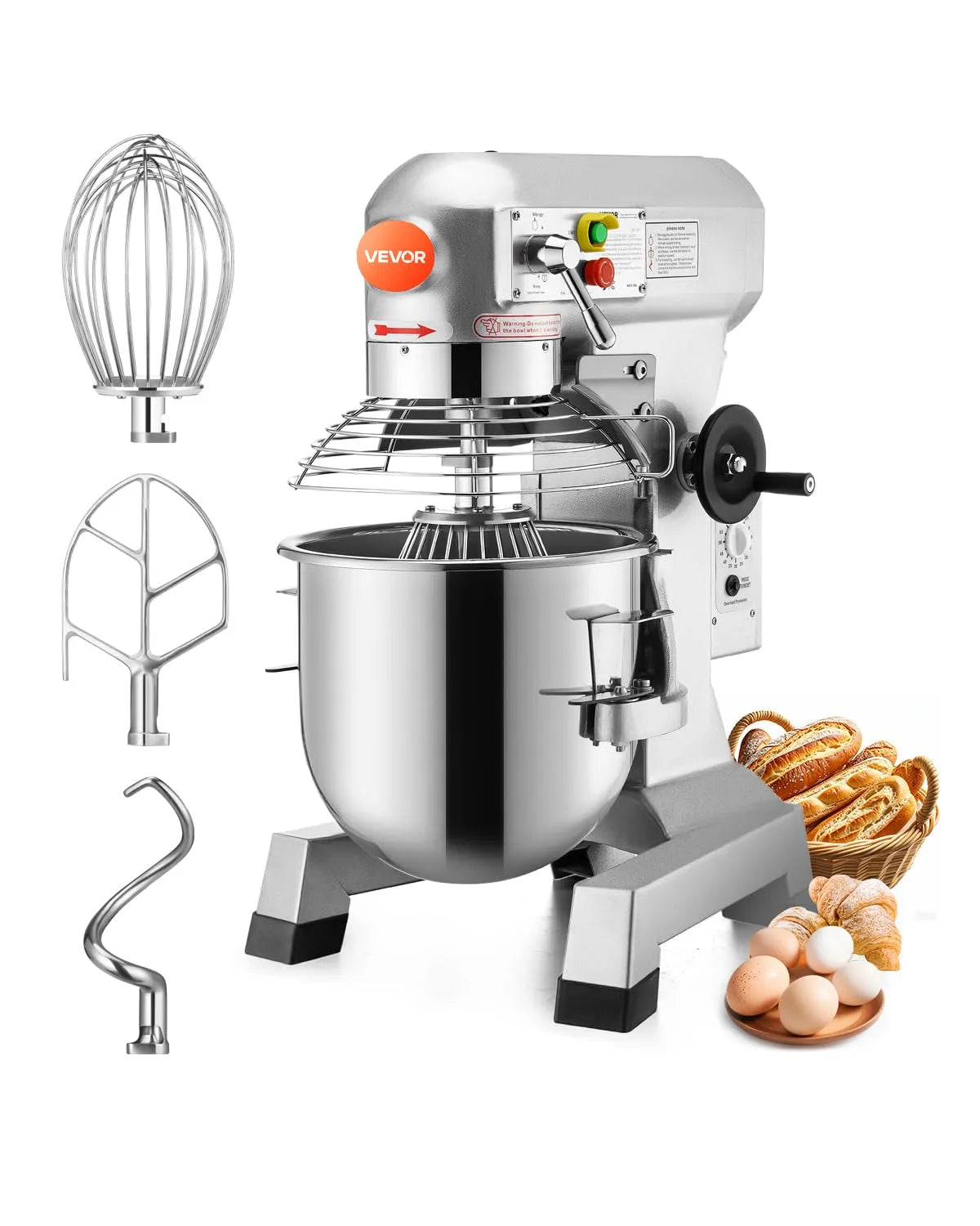 Keukenmachine, 30 l, commerciële keukenmachine van RVS voor bakkerijen, professionele kneedroerder, restaurants/gebak
