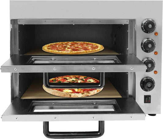 Inbouwoven met 3 kW, 50-350 °C, timer, regelbare thermostaat, RVS en zilver