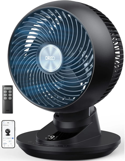 DREO Ventilator met 22 dB, 9 snelheden, 60 seconden, geluidsarme werking, oscillatiefunctie en 12-uurs timer