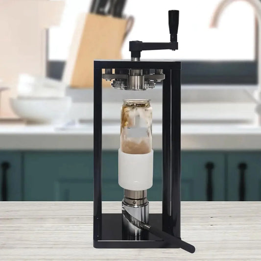 Machine, verstelbare sluitmachine voor blikjes, sap, ingeblikt voedsel, met vaste basis en handgereedschap voor eenvoudige afdichting