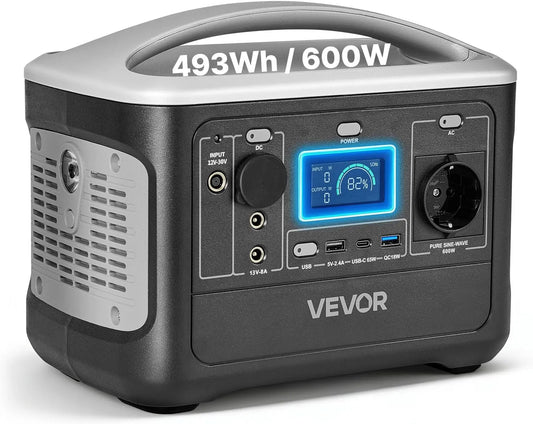 Draagbaar powerstation, LifePO4-accu, 600 W, 493 WH, LiFePO4-batterij