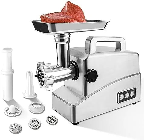 Molen met 2000 W, 4 mm, 7 mm, RVS en accessoires inbegrepen, Commerciële vleesmolen voor restaurants