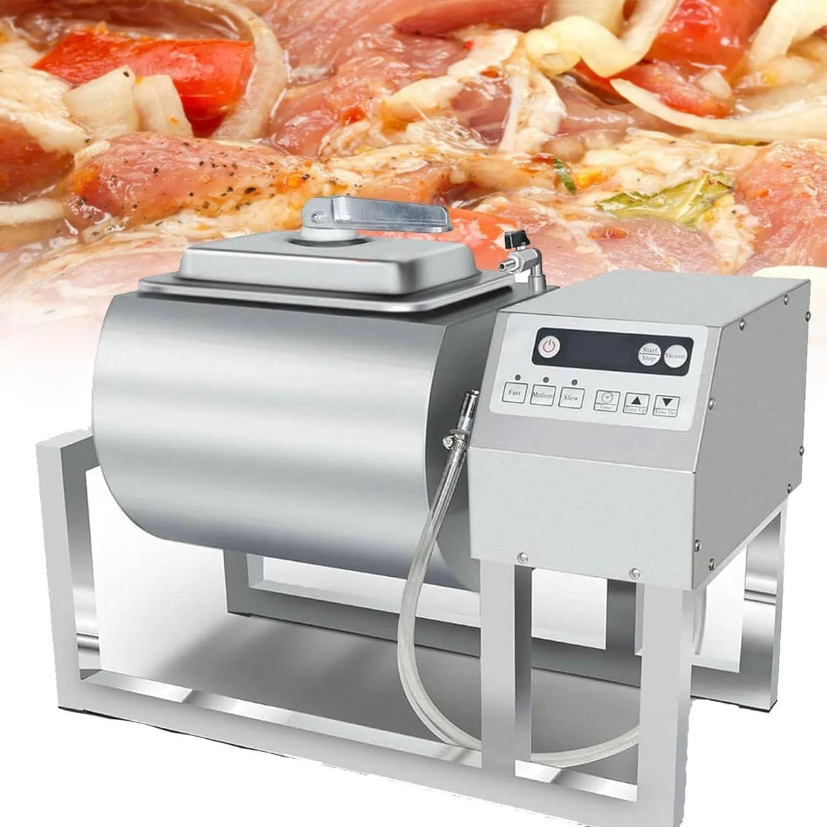 Machine met 610 x 315 x 370 mm, 300 x 250 x 330 mm, 18L, 99 minuten, timer en RVS