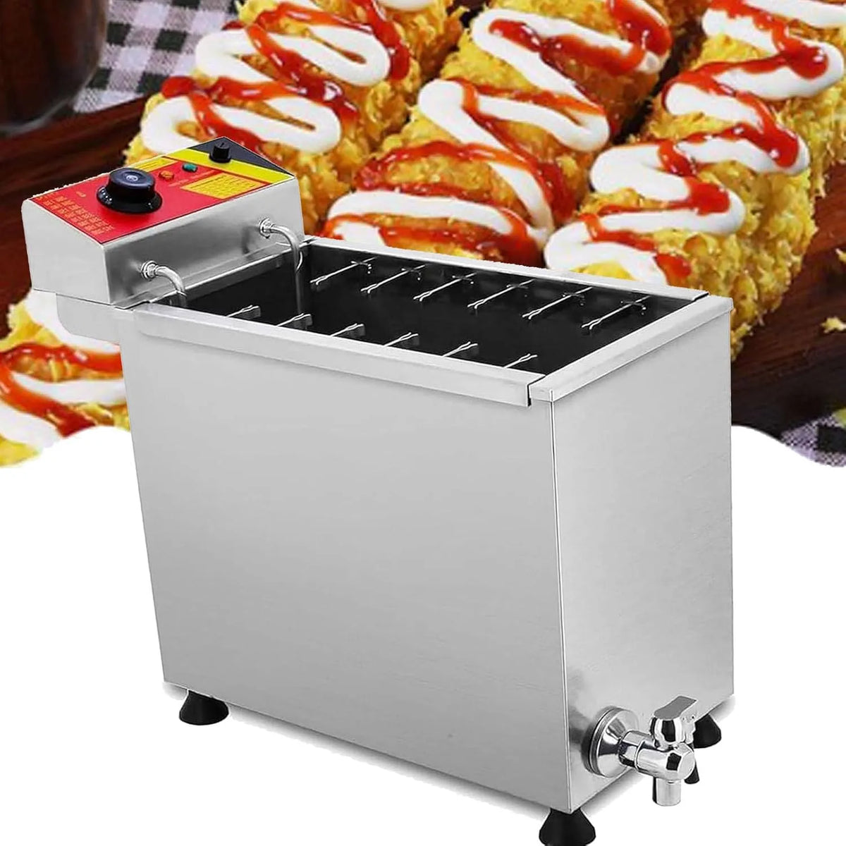 Kaas hotdog machine NP-392-110V met 392-110V en RVS, roestvrijstalen elektrische friteuse
