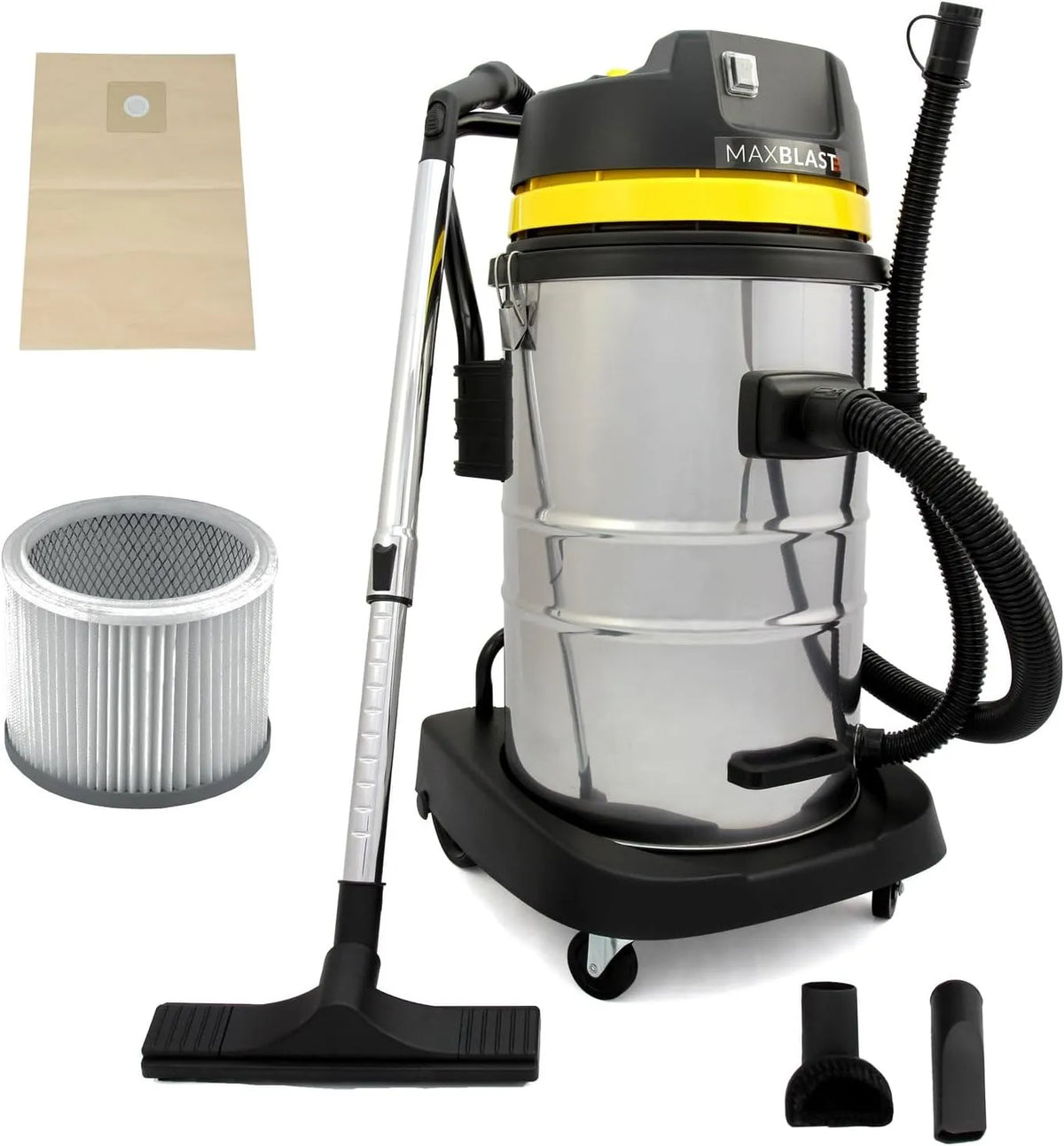 Stofzuiger, katoen & HEPA, 50 L, MAXBLAST multifunctionele stofzuiger 1400 W 2 filters
