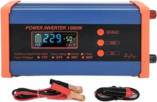 Spanningsomvormer, Spanningsomvormer 1000 W Auto Zuivere Sinus Omvormer, DC 12V 24V Naar AC 220V