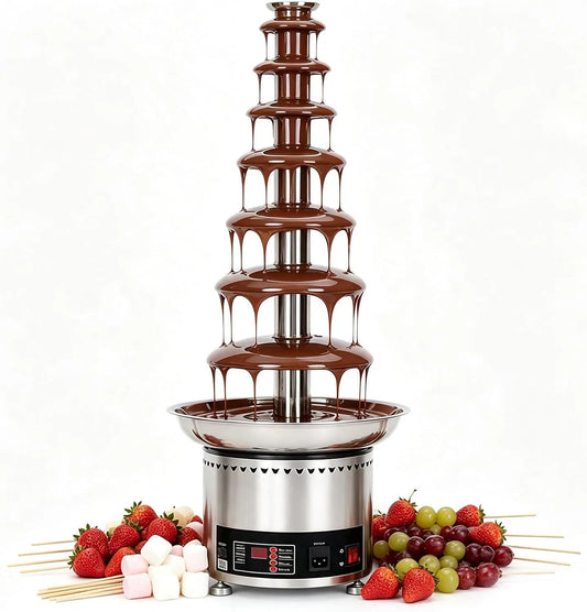 Elektrische Chocoladefontein Van RVS 4-7 Niveaus 7Tiers met 28 x 28 x 58 cm, 33 x 33 x 68 cm, 36 x 36 x 82 cm, 43 x 43 x 103 cm, 12 uur, 300 W