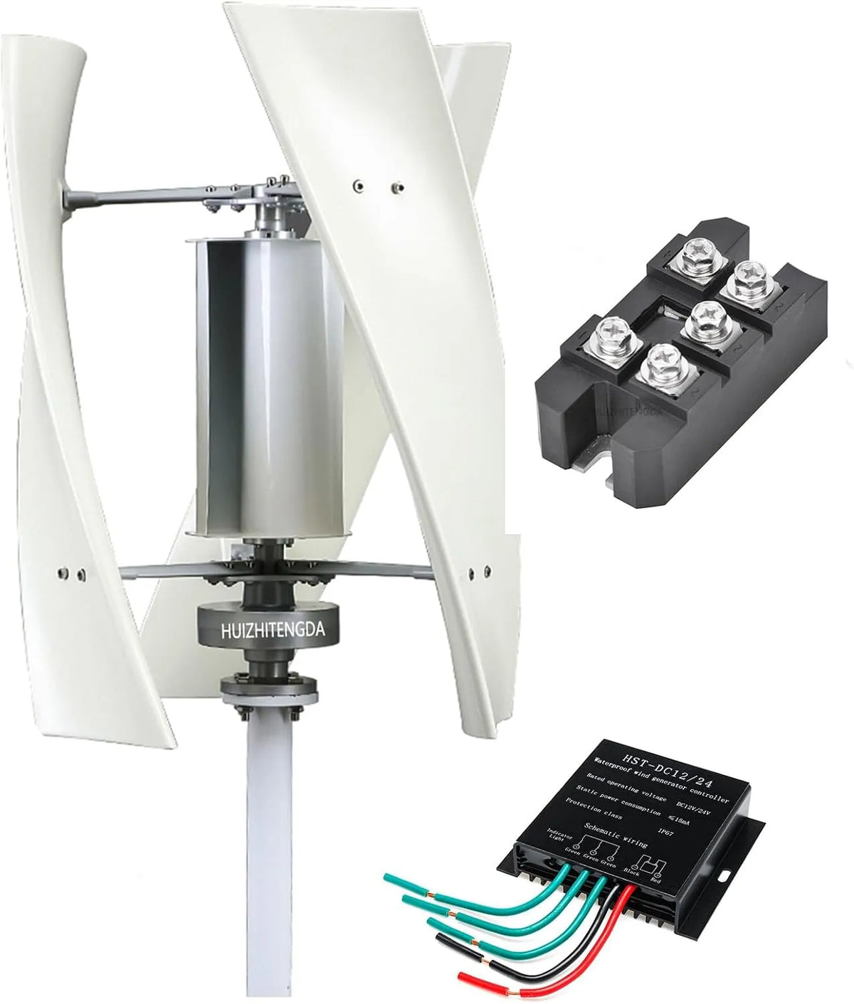 1800 W Windkrachtgenerator Kit met Regelaar met 1800 W, 12V, 55 cm, 75cm, 40-80°C, 50dB, RVS en aluminium