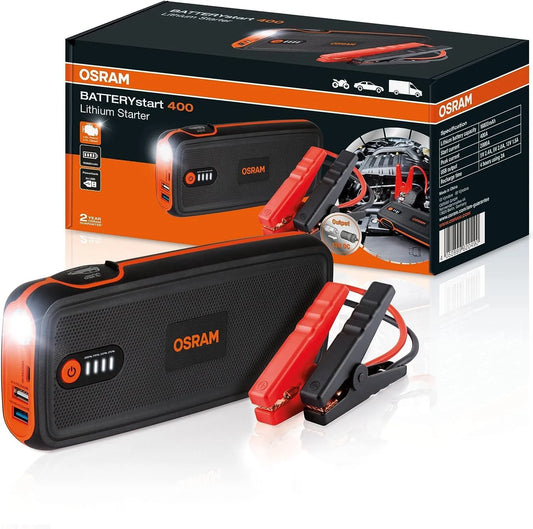 OSRAM BATTERYstart 400, compacte met 16.800 mAh, 12V en USB, krachtige lithium-jumpstarter met powerbank-functie