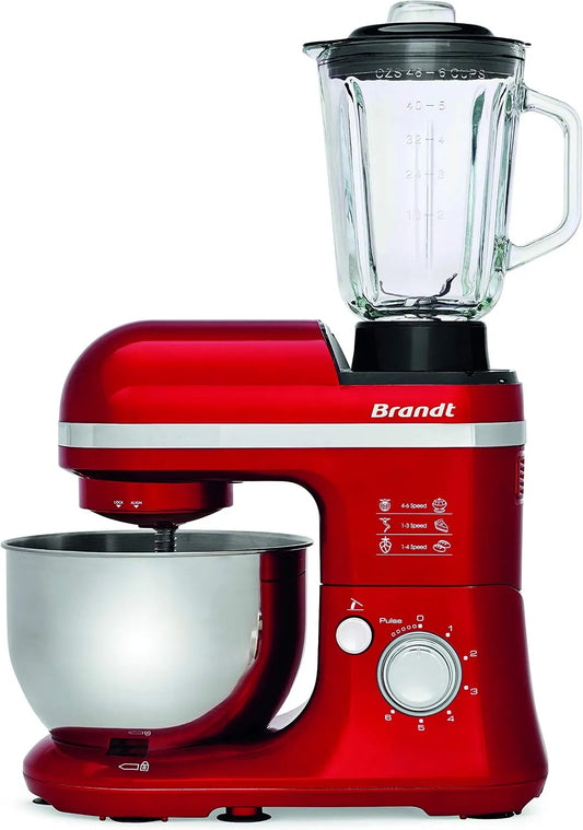 Keukenmachine met 650 W, 4L, 1,5 l, 4-in-1, 6 snelheden en rood