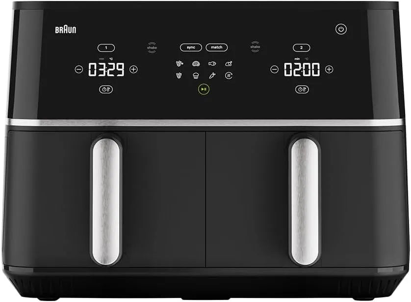 Braun, Airfryer, TD5030IBK, 2400 W, heteluchtfriteuse met 10 liter inhoud, Touch Control, RealAir Technology, zwart, 8 programma's, 80-200°