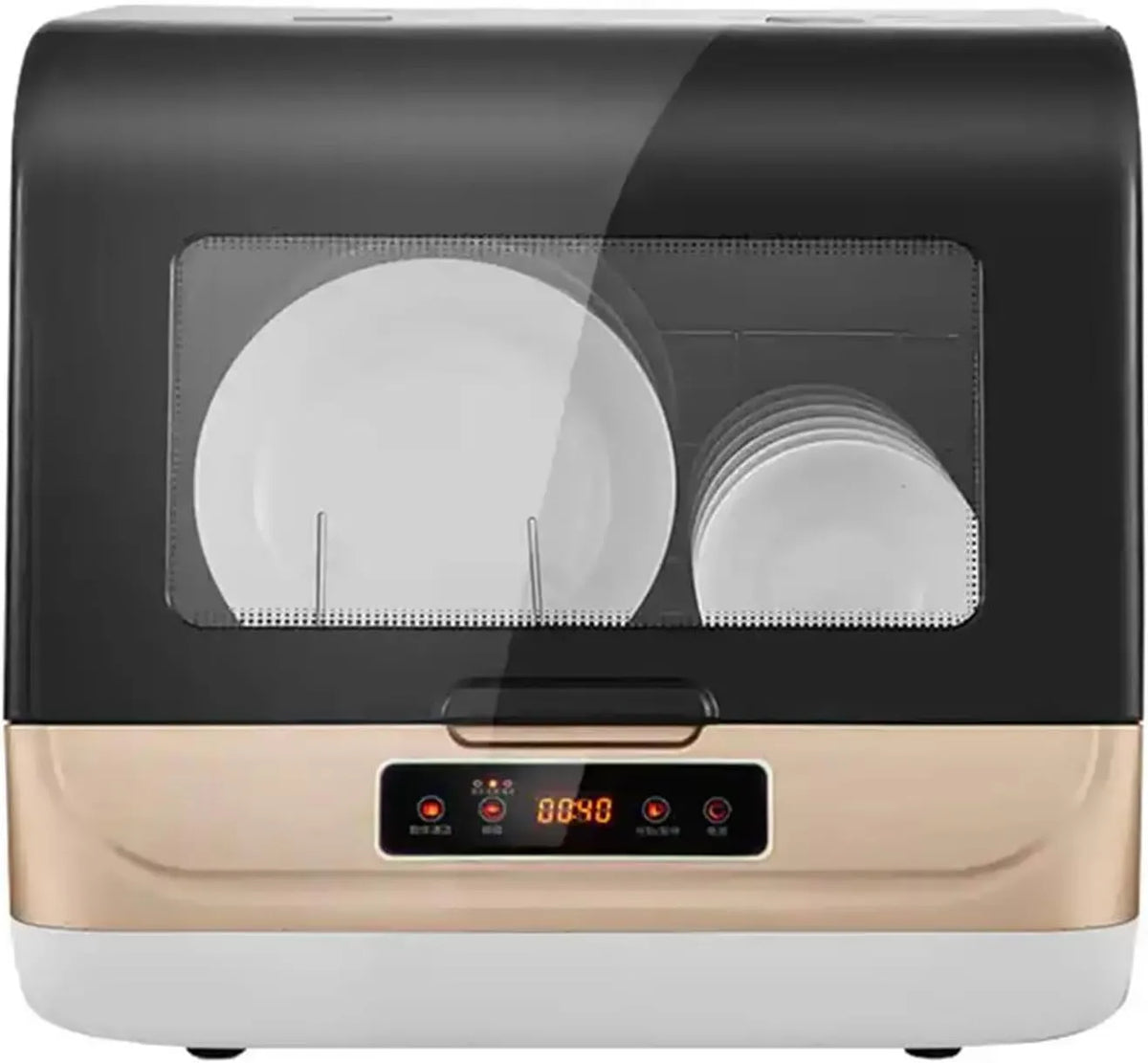 Vaatwasser met 36L, 800 W, aanraakbediening, RVS, wit en transparant