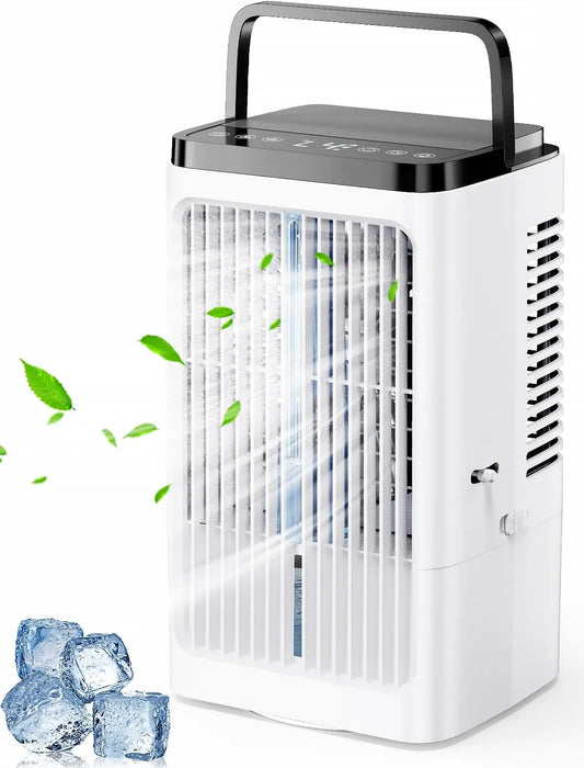 Mobiele airconditioner en Luchtkoeler met 1200 ml, 4 snelheden, 4-in-1, oscillatiefunctie en wit