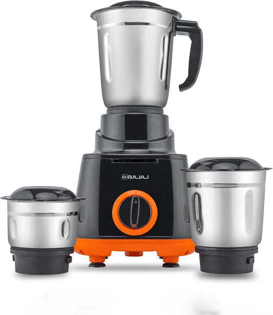 Bajaj Rex 500 Watt Mixer Grinder met 3 Potten met 500 W, 1,2 L, 0,8 L, 0,3 L en RVS